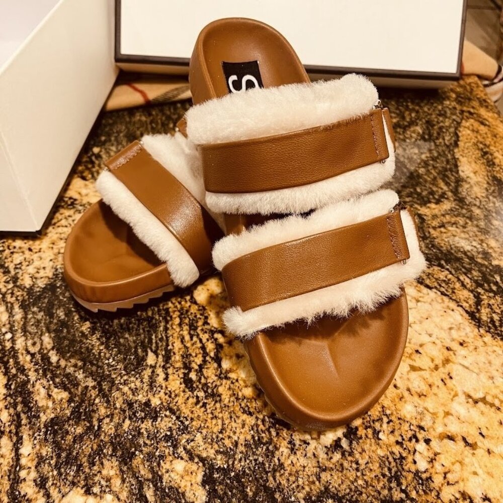 Senso Dalley Slide Shoes Womens Size 35 Faux Shearling Sandals Cozy‎ New